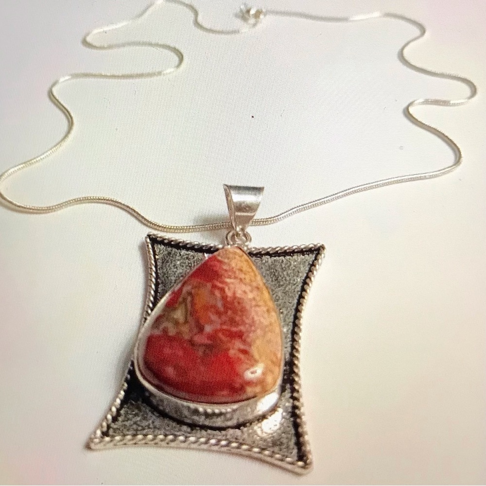 Morrocan Seam Agate 925 Sterling Silver Necklace
